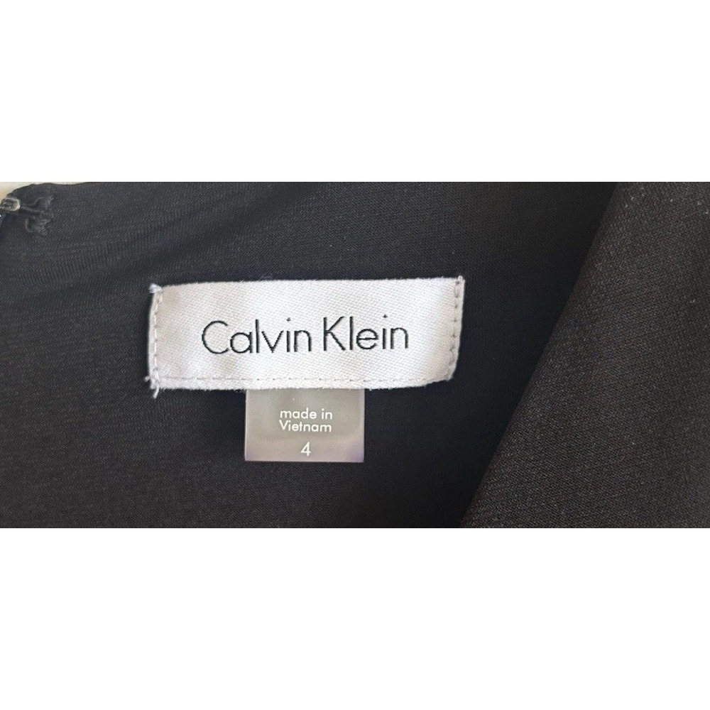 Calvin‎ Klein Size 4 Short Sleeve  Little Black Dress Pencil Coctail Stretch S - Picture 7 of 11
